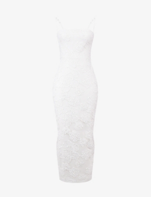 HOUSE OF CB: Eva floral-pattern stretch-lace maxi dress