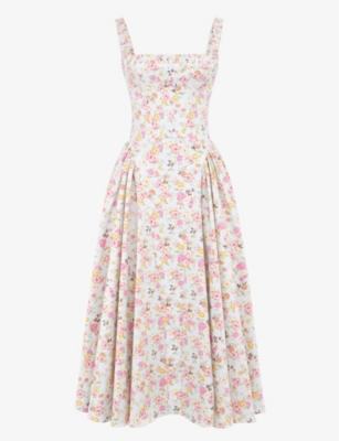HOUSE OF CB: Dorothy floral-print stretch-cotton midi dress