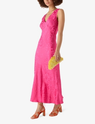 Shop Omnes Womens Iris V-neck Sleeveless Woven Maxi Dress Cerise