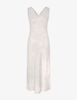 Shop Omnes Iris V-neck Sleeveless Woven Maxi Dress In Ivory