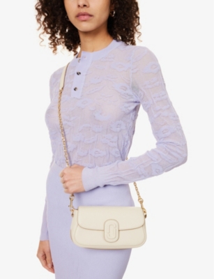 Shop Marc Jacobs Women's Cloud White The Small Leather Shoulder Bag