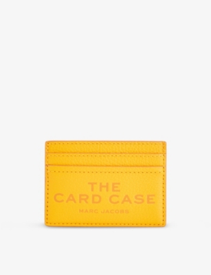 Shop Marc Jacobs Womens Logo-text Embossed Leather Cardholder Tangerine