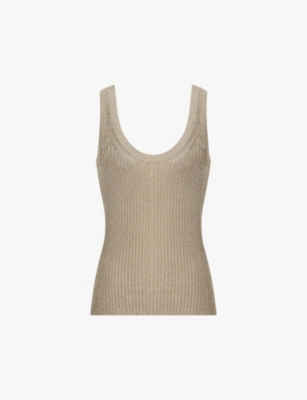 REISS: Imogen round-neck metallic knitted vest