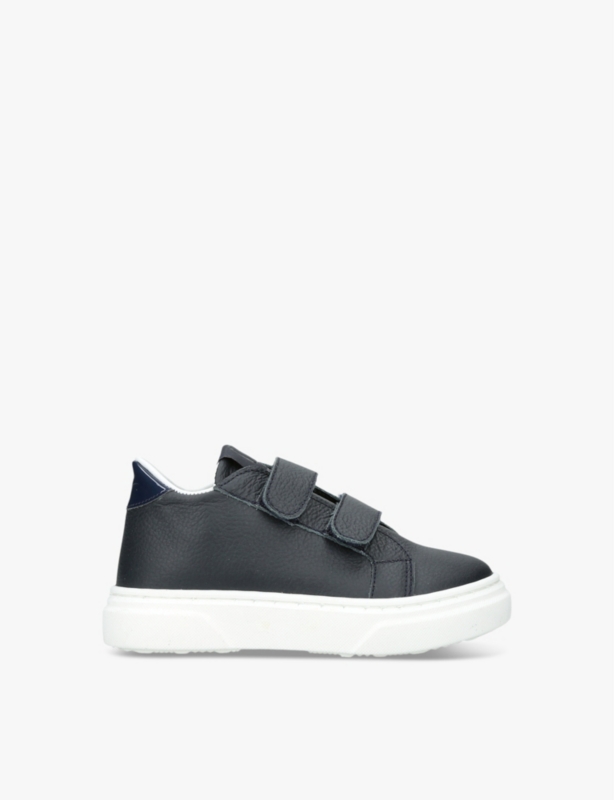 Logo-embossed leather low-top trainers