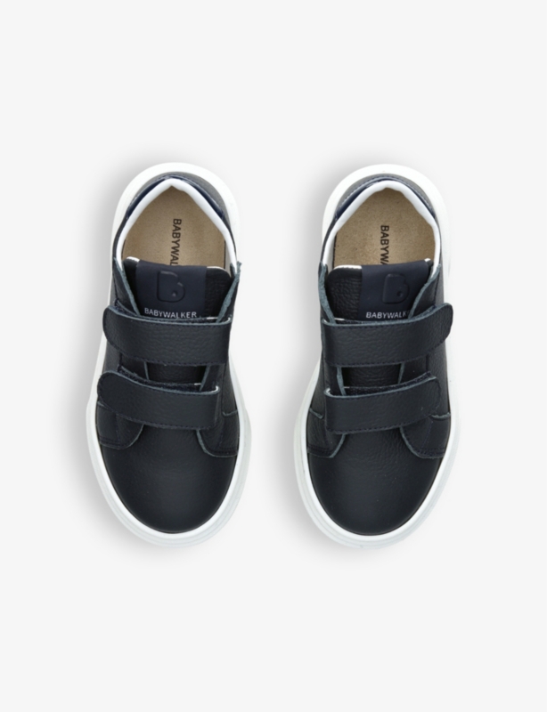 Logo-embossed leather low-top trainers