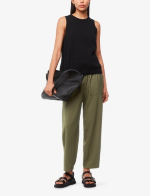 Whistles Drawstring Pants In Khaki/olive