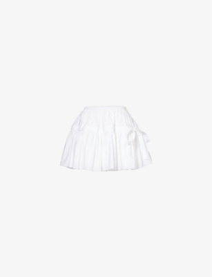 ALAIA: Pleated flared-hem cotton midi skirt