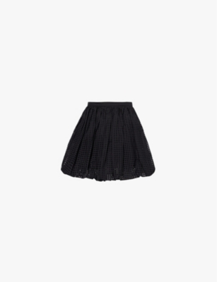 Alaïa Alaia Womens Noir Alaia Bubble Perforated Cotton-blend Mini Skirt