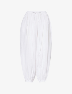 ALAIA: Cropped-leg high-rise cotton-poplin trousers