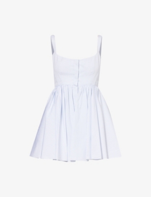 ALAIA: Stripe-pattern sleeveless cotton mini dress