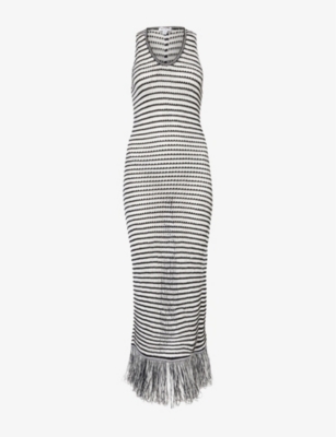 ALAIA: Asymmetric-hem slim-fit knitted maxi dress