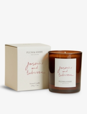 PLUM AND ASHBY: Jasmine and Tuberose scented wax candle 220g