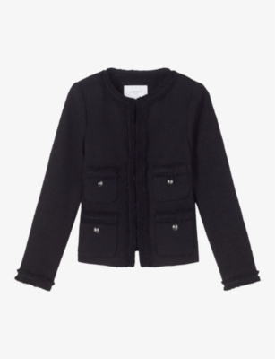 Lk Bennett Womens Bla-black Charlie Collarless Tweed Jacket In Bla-black