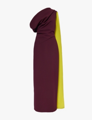 Roksanda Womens New Bordeaux Maite One-shoulder Crepe Maxi Dress