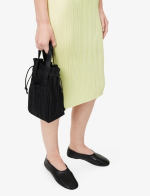 Shop Issey Miyake Pleats Please  Women's Black Pleated Woven Tote Bag
