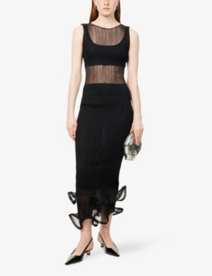 Simkhai Oakley Black Top With Layered Design And Semi-transparent Effect In Tech Fabric Woman