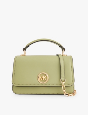 Shop Michael Michael Kors Womens  Delancey Leather Cross-body Bag In Light Sage