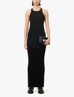 Rick Owens Womens Black Round-neck Sleeveless Cotton-knit Top In Black