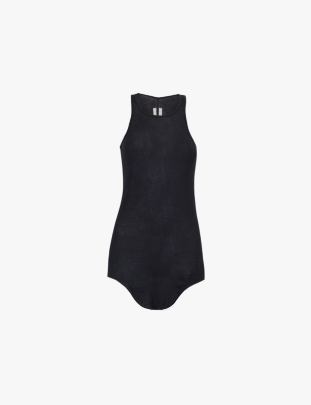 Round-neck sleeveless cotton-knit top