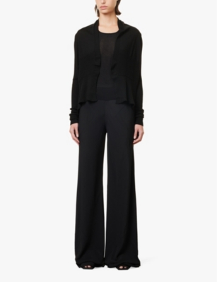 Rick Owens Womens Black Wrap-front Relaxed-fit Wool Cardigan In Black
