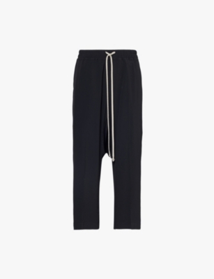 RICK OWENS: Dropped-crotch cropped high-rise woven-blend trousers