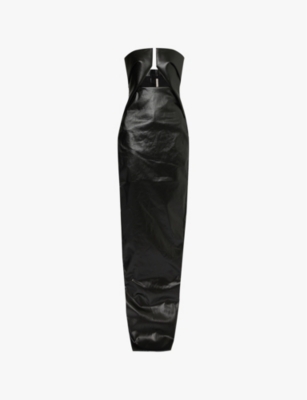 Shop Rick Owens Womens Abito Cut-out Denim-blend Maxi Dress Black