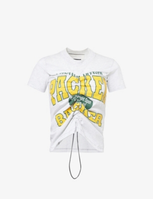 CONNER IVES: Graphic-print drawstring-front cotton-jersey T-shirt