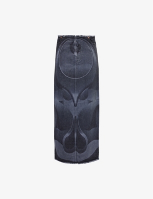 CONNER IVES: Ghulam graphic-pattern denim maxi skirt