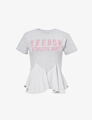 CONNER IVES: Graphic-print peplum-hem cotton-blend jersey T-shirt