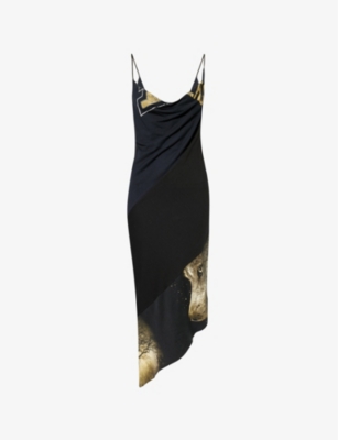 CONNER IVES: Graphic-print cowl-neck cotton-blend jersey midi dress
