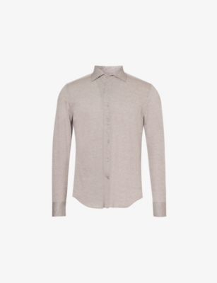 CORNELIANI: Collared cotton and cashmere-blend shirt