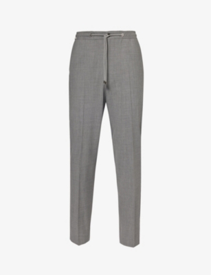 CORNELIANI: Elasticated-waist straight-leg mid-rise wool-blend trousers