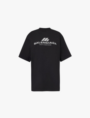 BALENCIAGA: Brand-print regular-fit cotton-jersey T-shirt
