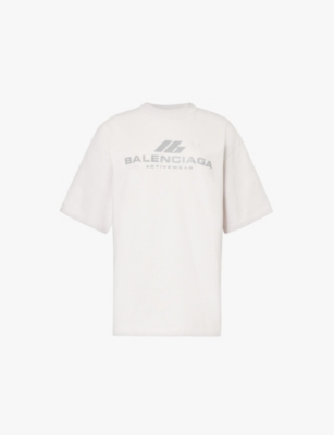 BALENCIAGA: Brand-print regular-fit cotton-jersey T-shirt