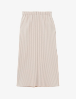 Reiss Womens Pippa Pleated Stretch-jersey Midi Skirt Stone In Stone