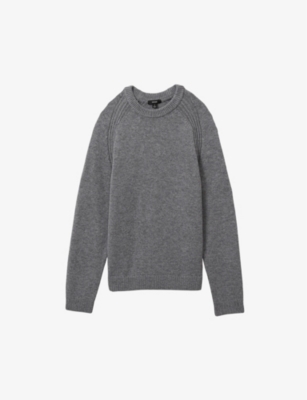 Reiss Mens  Cloud Crew-neck Regular-fit Wool-blend Jumper In Mid Grey Melange