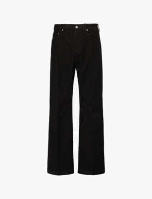 Shop Rick Owens Mens Black Geth Wide-leg Regular-fit Mid-rise Cotton-twill Trousers