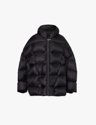 Shop Rick Owens Mens Peter Hooded Shell-down Jacket Black