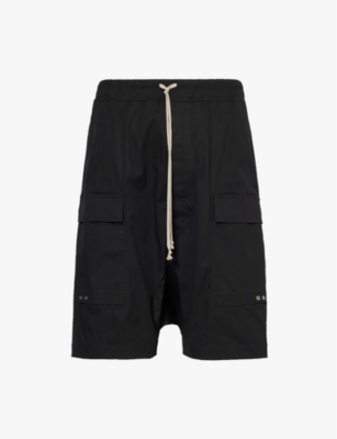 RICK OWENS: Patch-pocket elasticated-waist cotton shorts