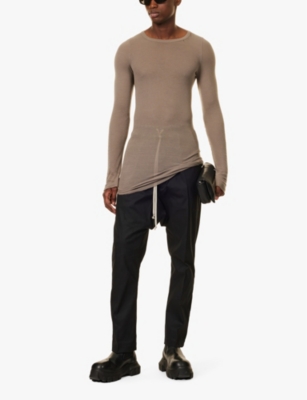 Shop Rick Owens Mens Black Drawstring-waist Relaxed-fit Cotton Trousers