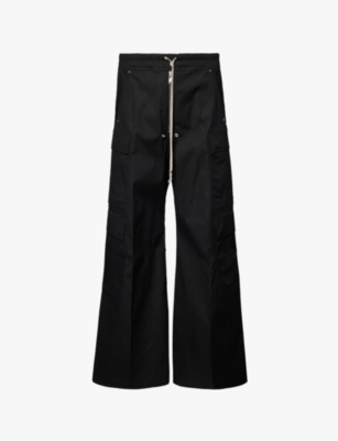 RICK OWENS: Drawstring-waist patch-pocket relaxed-fit cotton trousers