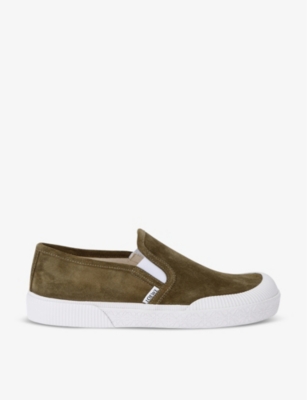 Mens Loewe Terra Vulca Asymmetric-Toe Suede Low-Top Trainers