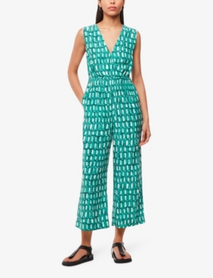 WHISTLES WOMENS MULTI-COLOURED LINKED SMUDGE GRAPHIC-PRINT WOVEN JUMPSUIT 