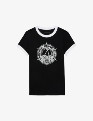 Zadig & Voltaire Zadig&voltaire Women's Noir Walk Rhinestone-embellished Cotton-jersey T-shirt