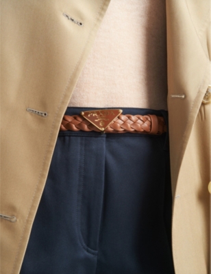 Prada Nappa Leather Braided Belt In Brown