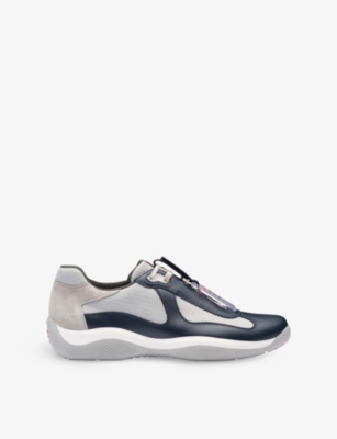 Prada Americas Cup Original Lace-up Sneakers In Blue