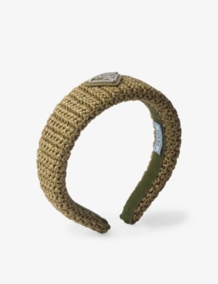 PRADA: Crochet brand-plaque woven headband