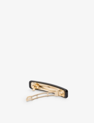 Prada Womens Black Triangle-logo Plexiglas Hair Clip In Black