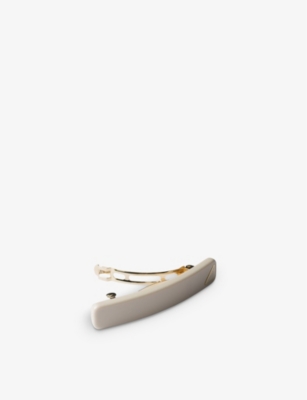 Prada Womens Neutral Triangle-logo Plexiglas Hair Clip In Neutral