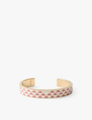 Shop Prada Womens  Enamelled Geometric-design Metal Bracelet In White